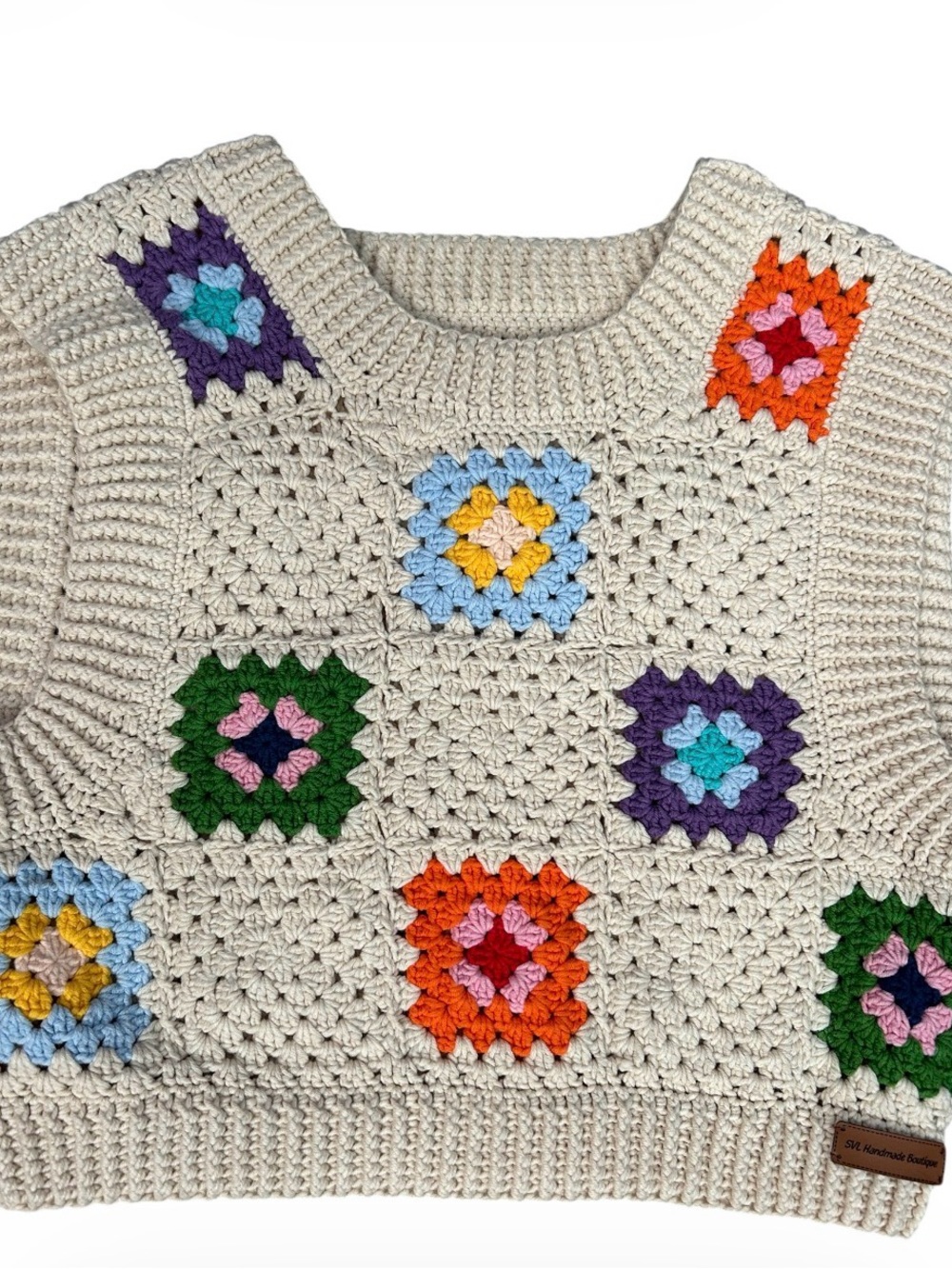 SVL Handmade Boutique Crochet Granny Square Sweater Vest - Small